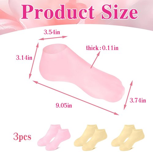 Generic Foot Mask Exfoliating Silicone Socks (Pink+2flesh Color),Beach Protective Socks,Anti Slip Moisturizing Soft Gel Socks for Repairing Cracked Heel Dry Feet