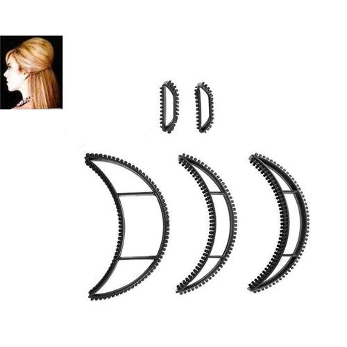 1Set(5PCS) Black Women Lady Girls Hair Bun Maker Bump It Up Volume Hair Base Pads Styling Insert Tool Hair Pump Beauty Set Tool Hair Styer Headdressing Accessories