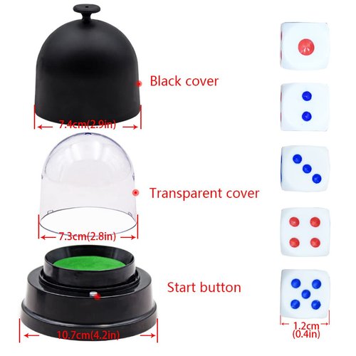 Gikfun Automatic Lucky Dice Roller Cup Set with 5 Dices for Christmas Party Games EK1883