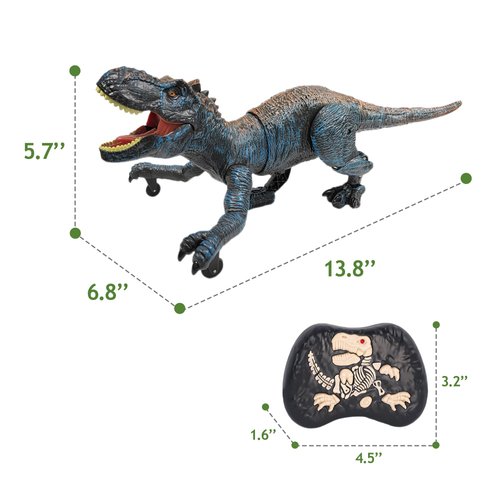 Remote Control Dinosaur Toys for Kids 3-5, 5-7, 8-12, 10-12, Electronic RC T Rex Dino Robot Toy for Boys, Top Christmas & Birthday Gifts for 6 7 8 9 10 11 & 12 Year Old Boys (Color: Blue)