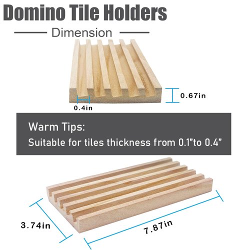 ESSAJOY Wooden Domino Trays/Racks Set of 8 Mexican Train Domino Trays/Racks Double 12 Tiles Holders Rack Domino Tiles Holders Domino Wood Holder【 Dominoes not Included】