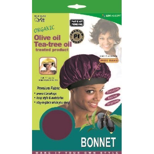 [The #1 Brand QFitt] Organic Olive oil Tea-tree oil treated Bonnet - Black