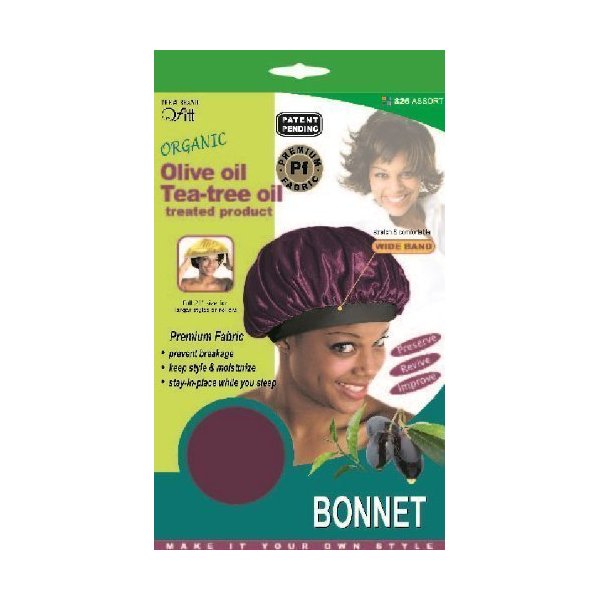 [The #1 Brand QFitt] Organic Olive oil Tea-tree oil treated Bonnet - Black