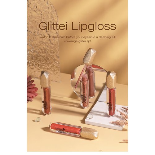 Easilydays Glitter Metallic Lip Gloss Liquid Lipstick, Matte to Glitter Diamond Shimmer Shinning Lip Sparkling Pink Red Lipstick Waterproof Long Lasting Face Eye Moisturizing High Gloss Glow (#04)