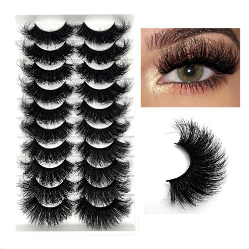 IFSOWDRA Mink Lashes Fluffy Wispy Cat Eye Dramatic 3D Lashes Mink 25mm Long False Eyelashes Pack 20mm Volume D Curl Strip Lashes That Look Like Extensions
