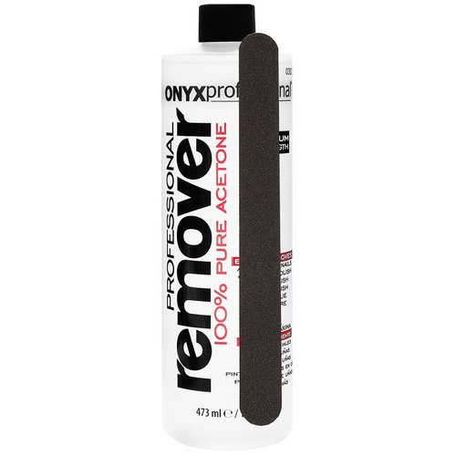 Onyx Professional 100% Acetone Nail Polish Remover Kit, Includes 1 Bonus Nail File, 16 Fl Oz
