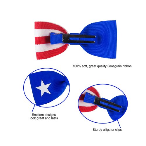 Puerto Rico Hair Accessories for Girls 3.5 Inch Flag Hair Bow For Toddlers Bows For Little Girls With Clips 2 Pack For School Dance Event