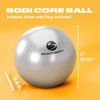 BODi Core Ball for Core Strengthening, 8" Small Exercise Ball, Lightweight, Durable, Inflatable, Home Gym Workout Equipment for Yoga, Pilates, Fitness, Inflation Straw and Plug Included, Silver