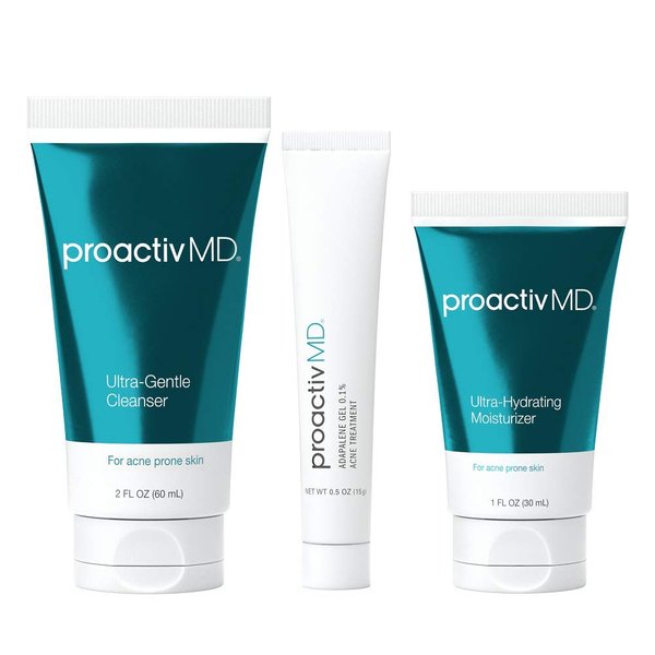 ProactivMD Adapalene Gel Acne Kit - with Adapalene Gel Acne Treatment, Green Tea Face Cleanser, and Moisturizer with Hyaluronic Acid- 30 Day Kit - Packaging may vary