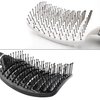 Vented Hair Brushes for Women: 2 Pc Curved Hair Detangler Brush for Dry/Wet Hair Fast Drying Styling Tool (Black & White)