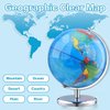 World Globe with Stainless steel Stand Rotating Earth Spinning Globe for Kids Geography Classroom Education or Decorations (8 Inch Blue)