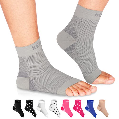 NEWZILL Plantar Fasciitis Socks with Arch Support, Best 24/7 Foot Care Compression Sleeve, Eases Swelling & Heel Spurs, Ankle Brace Support, Increases Circulation (L/XL, Gray)