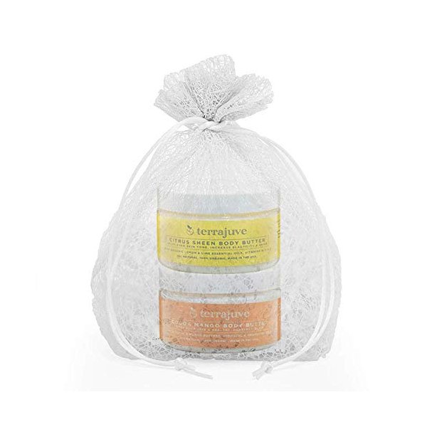 Cocoa Mango & Lemon Body Butter Pure, Natural and Organic Wrapped in Organza Bag: Anti Aging, Helps Even Skin Tone, Increase Elasticity, and Glow with Lemon and Lime, Shea Butter, Vitamins B, C and E