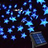 Abkshine Solar Powered Blue Star String Lights, 55ft Total Length, 4.9 Inch Distance Between LED Bulbs, Waterproof, Auto On/Off