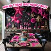 Gejoy 96 Pcs Ninja Birthday Party Supplies Decorations Tableware Kit Include Plates Knives Forks Spoons Napkins for Boy Girls Birthday Party Favors Serve 24 Guests(Girl Style)