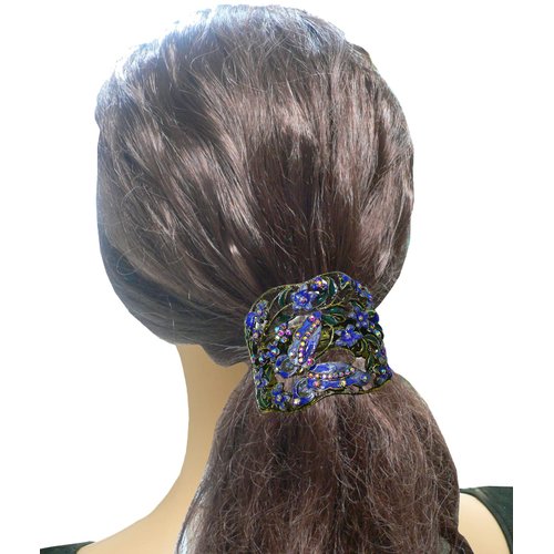 Set of 4 Crystal Butterfly/Flower Hair Holder Barrettes 2 Styles Ponytail Hair Barrettes for Women Girls YY86900-4gPurpleSiennaGrnRose