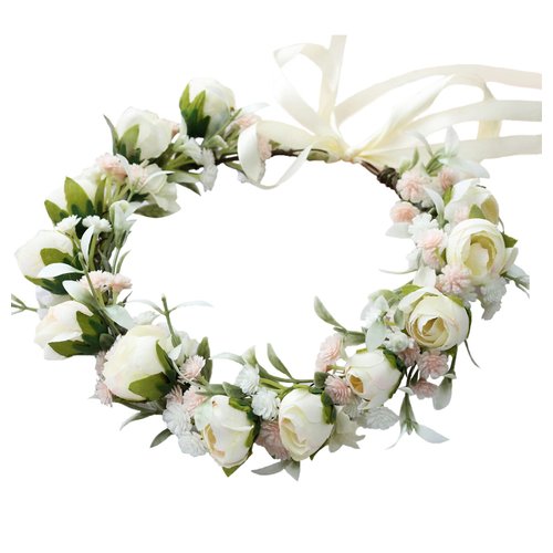 Trepveter Wedding Floral Crown Flower Crown Rose Flower Headband Floral Headpiece Halo Boho Mater...