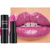 Jolilab Sparkling Lipstick Lip Gloss Long Lasting Waterproof Moisturizer Lip Balm Glitter Shimmer Metallic Lipstick, Diamond Shiny Bold Glow Goth Lipstick for Women Girls,Non-sticky (1, 04#)