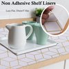 Drawer Shelf Liner Waterproof 10 Inch Wide X 20 Ft Non Slip Cabinet Liners Non Adhesive Pantry Shelf Liners Strong Grip Drawer Cupboard Mat for Closet Bathroom Refrigerator Gold