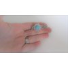 Generic Turquoise blue stone silver metal native alligator hair clip for thin fine hair