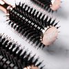 FoxyBae Hair Brush Set - Rose Gold Round Hair Detangler Brush for All Hair Types - Professional Hair Volumizer and Styling Brushes with Vented Barrel - Boar and Nylon Bristles