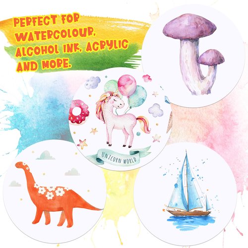 60 Pack Watercolor Paper Round 250 GSM Cold Pressed Watercolor Paper Ideal for Most Wet and Dry Media, Ideal for Beginners, Artists and Specialists (4 Inch Diameter)