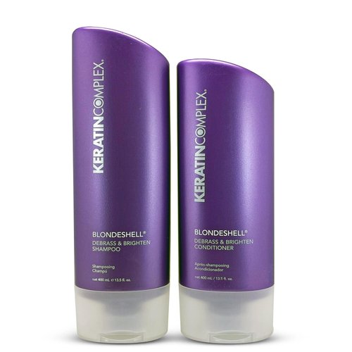 Keratin Blondeshell Complex Debrass and Brighten Purple Shampoo and Conditioner for Blonde Hair, 13.5 Fl. Oz Each