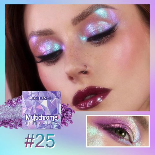 ecofavor Duochrome Glitter Multichrome Metallic Eyeshadow - High Impact Romantic Purple Blue Green Silver - Intense Color Shifting, High Pigmented, Longer-Lasting Without Creasing…