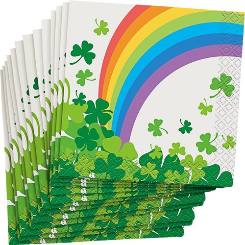 Rainbow Shamrock Beverage Napkins (Pack of 16) - Vibrant & Unique Design for St. Patrick's Day Parties, Celebrations & Events
