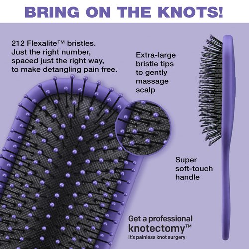The Knot Dr. hair brush by Conair - Detangling hair brush - Removes Knots and Tangles in wet or dry hair - curly hair brush - Purple