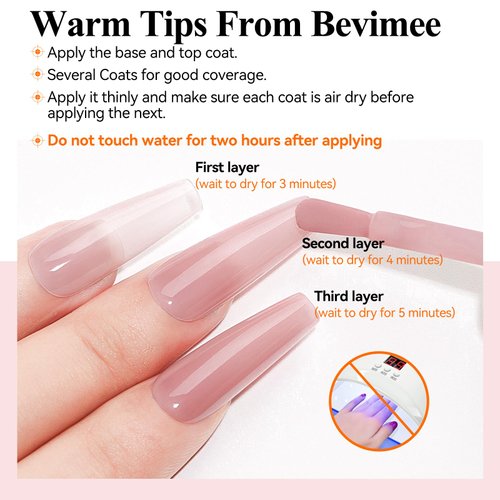 Bevimee Quick Dry Nail Polish Air Fast Drying, Sheer Nude Regular Color Nail Polish Holographic High Coverage Nail Lacquer Water Based Natural Nail Art No Required UV LED, 12ML
