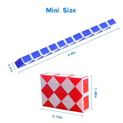 Laviesto 24 Pack 24 Blocks Magic Snake Cube,Mini Snake Ruler Twist Puzzle,Snake Speed Cube Toys for Kids,Party Favor,Fidget Sensory Toys,Random Color
