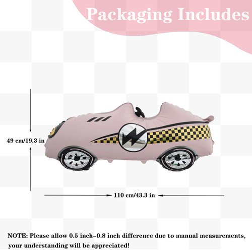 Race Car Balloons Racing Car Foil Balloon Birthday Party Decorations Race Car Theme Party Decorations Kids Boy Racing Party Supplies 2PCS (Blue and Pink)