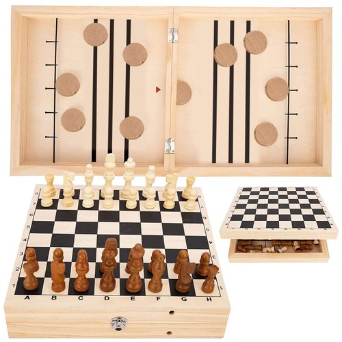 Sling Puck Game, Chess Game Set, Fast Sling Puck Game with Chess Game, 2 in 1 Board Game Set, Lar...