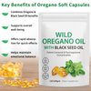 2 Pack Oil of Oregano Softgels, Oregano Oil Capsules, 165mg Carvacrol, 2 in 1 Formulated Oil of Oregano with Black Seed Oil 200mg, Oregano Oil Supplement Capsules