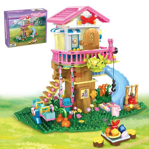 VINTOP Tree House Friends Building Toys for Girls Boys Ages 6 7 8 9 10 12+ Kids, Forest Friendship Treehouse STEM Construction Craft Kit with LED Lights Animals Flowers, Birthday, 660Pcs, 11006
