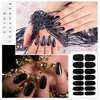 20 Sheets 280 Pieces Black Nail Wraps Self Adhesive Full Cover Nail Decals Art Nail Polish Stickers Halloween False Nail Decals Manicure Stickers with 2 Pcs Nail Files for Girls Women(Cool Style)