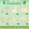 Safari Party Favors - 12 PCS Jungle Craft Kits Party Supplies - Safari Jungle Wooden Painting Kit for Kids with Bubble Wand - Wild Animals Christmas Birthday Goodie Bags Gifts Prizes Girls Boys