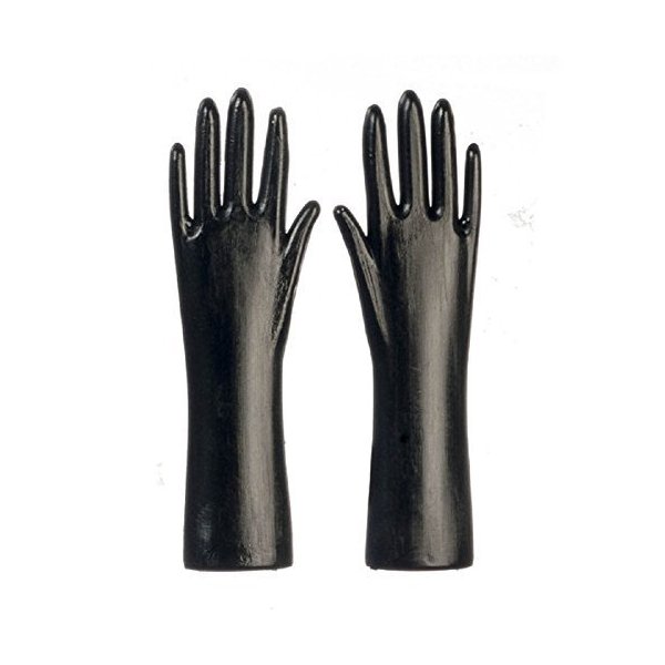 Melody Jane Dollhouse Black Rubber Gloves Work Kitchen Garden Accessory