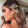 CAKURE Rhinestone Hair Clips Gold Champagne Crystal Hairpins Pearl Hair Barrettes Gift Decorative Hair Accessories for Women and Girls (Pack of 5) (a-champagne)
