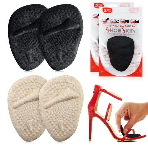 Metatarsal Pads - Ball of Foot Cushion Inserts for All Day Pain Relief and Comfort (Beige & Black)