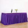 Partisky Purple Polyester Table Skirt for Rectangle Tables 6ft, Wrinkle Resistant Pleated Ruffle Table Cloth for Banquet Wedding Trade Baby Shower Display Gift Dining Table