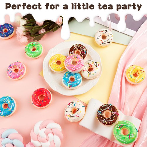 8 pcs Donut Stress Ball, Artificial Donuts Stress Relief Ball, Fake Donut for Birthday Party Favors, Shop Decoration, Shooting Props Display