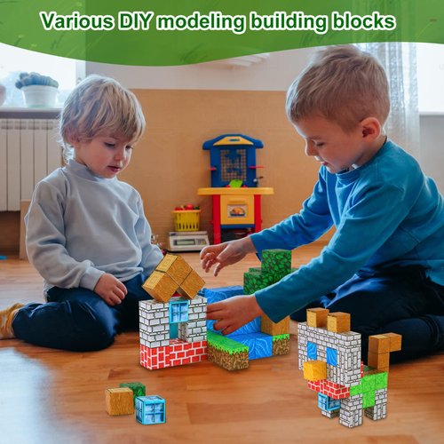 BrainSpark 100PCS Magnetic Pixel Cubes World Pack Edition Magnet Building Blocks STEM Montessori Stacking Toys for Toddlers Construction Toy Fidget Boys Girls Ages 3-9