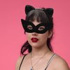 Ondder Black Cat Women Mask and Ears Mysterious Catwoman Mask and Ears Glitter Cat Ears Headband for Women Girls Black Cat Mask Catwoman Costume Mask Headband for Women Girls