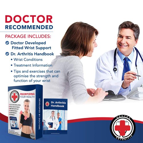 Dr. Arthritis Doctor Developed Fitted Wrist Brace for Carpal Tunnel Syndrome, Tendonitis and other Wrist Conditions, Splint Support for Men and Women Single (Black, Right Hand)