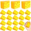 Libima 24 Pcs 2.3 Inch Cheese Stress Toys Foam Cheese Stretchy Toy Party Favors Stress Relief Artificial Cheese Models Kitchen Miniature for Kids Adults Stress Relief, Dollhouse Kitchen Decor DIY