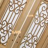 iLAND Dollhouse Door on 1:12 Scale, Dollhouse Accessories of Miniature Gate w/Carved Pattern & 3D Lattice Panes Reflecting Rainbow Light & Golden Handles
