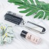 Framendino, Rhinestone Travel Hair Brush with Mirror Crystal Portable Folding Pocket Hair Brush Sparkle Collapsible Compact Hair Comb for Women Silver