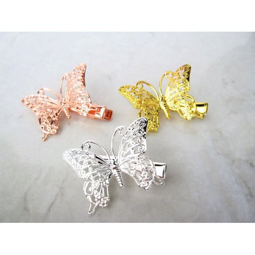Generic Antique style gold, silver or rose gold butterfly alligator hair clip (set of (Primary color: Gold)